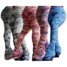 Colorful striped plush personalized plush pants pile up pants