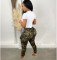 Camo printed pants European station casual jeans with belt