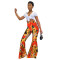 Printed high waisted flared pants for holiday style oversized tight pants for women