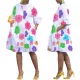 New Wide Sleeve Flare Printed Women's Dress