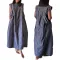 New front and back pleated long solid color women's dress