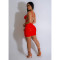 Fashionable Women's Solid Color Mesh Hot Diamond Strap Short Dress Dress