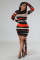 Fashionable European and American wool round neck knitted slim back dress