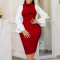 New Fashionable and Elegant Colored Wrap Hip OL Pencil Dress African Dress
