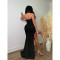 Fashion women's solid color sequins sleeveless backless long dress dress