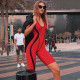 Sexy and fashionable U-neck short sleeved slim fitting high waisted open back jumpsuit shorts