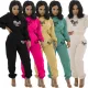 Wholesale sweater fabric pocket casual hooded sweater two-piece set