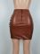 Fashionable slim fitting pleated patchwork half body leather skirt