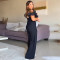 Slim Fit Lace Strap Off Shoulder Wide Leg Pants Jumpsuit