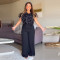 Slim Fit Lace Strap Off Shoulder Wide Leg Pants Jumpsuit