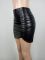 Fashionable slim fitting pleated patchwork half body leather skirt