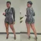 Slim fitting hot drill perspective elastic jumpsuit