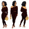 Hot selling pit stripe solid color two-piece set