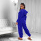 Solid plush ear hooded long sleeved pants for warmth and home jumpsuit