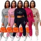 Plush hooded sweater casual two-piece set