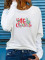 Christmas letter printed round neck long sleeved T-shirt top for women