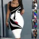 New suspender wrap buttocks printed fashionable oversized dress