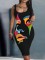 New suspender wrap buttocks printed fashionable oversized dress