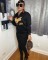 New women's letter printed polo collar loose long sleeved two-piece set