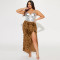 Hot selling women's clothing: split half body beaded long skirt