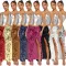 Hot selling women's clothing: split half body beaded long skirt