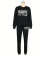 Casual Nope letter printed round neck hoodie and pants set