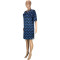 Fashion casual printed round neck with side slit loose short sleeved top and shorts two-piece set
