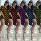 Fashion casual printed round neck with side slit loose short sleeved top and shorts two-piece set