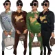 New women's letter printed polo collar loose long sleeved two-piece set