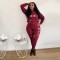 Autumn and Winter Casual Women's Letter Printing Burnt Flower Two Piece Set