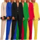 Solid color suit collar button two-piece set