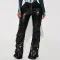 High waisted pleated tight straight leg leather pants