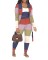Casual Fashion Colorful Plaid Pattern Long Pants and Coat Set of Three
