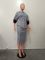 Long sleeved positioning printed patchwork sleeve cage long skirt two-piece set