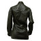 Solid color PU leather four button long sleeved suit collar jacket