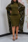 Two piece set of printed long sleeved outerwear with inner tower pit stripe dress