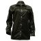 Solid color PU leather four button long sleeved suit collar jacket