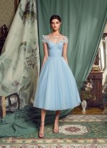 One line neckline formal dress slim fit open back midi long skirt