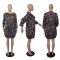 Large size women's camouflage printed dress casual fashion round neck short skirt pocket