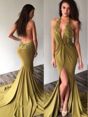 Hot selling V-neck fashion backless slit dress with buttocks wrapped dress