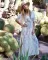 V-neck short sleeved dress with transparent long skirt