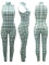 Fashion plaid printed jumpsuit casual sportswear vest long pants jumpsuit