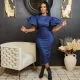 New Fashionable and Elegant OL Wrapped Hip Flare Sleeves Denim Large Foreign Trade Dress