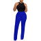 Fashionable temperament, casual solid color high waisted wide leg pants, elastic African casual pants