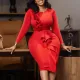 New Fashion Style OL Round Neck Tongle Long sleeved African Dress