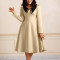 Fashionable solid color women's long sleeved lapel elegant slimming large swing African foreign trade dress