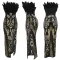 Women's strapless high slit sequin dress