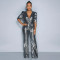 Sexy V-neck half sleeved slim fit sequin party jumpsuit