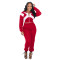 Fashion casual color contrast hoodie leg tie two-piece set