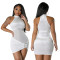 Fashionable round neck sleeveless buttocks wrapped A-line sexy dress for women